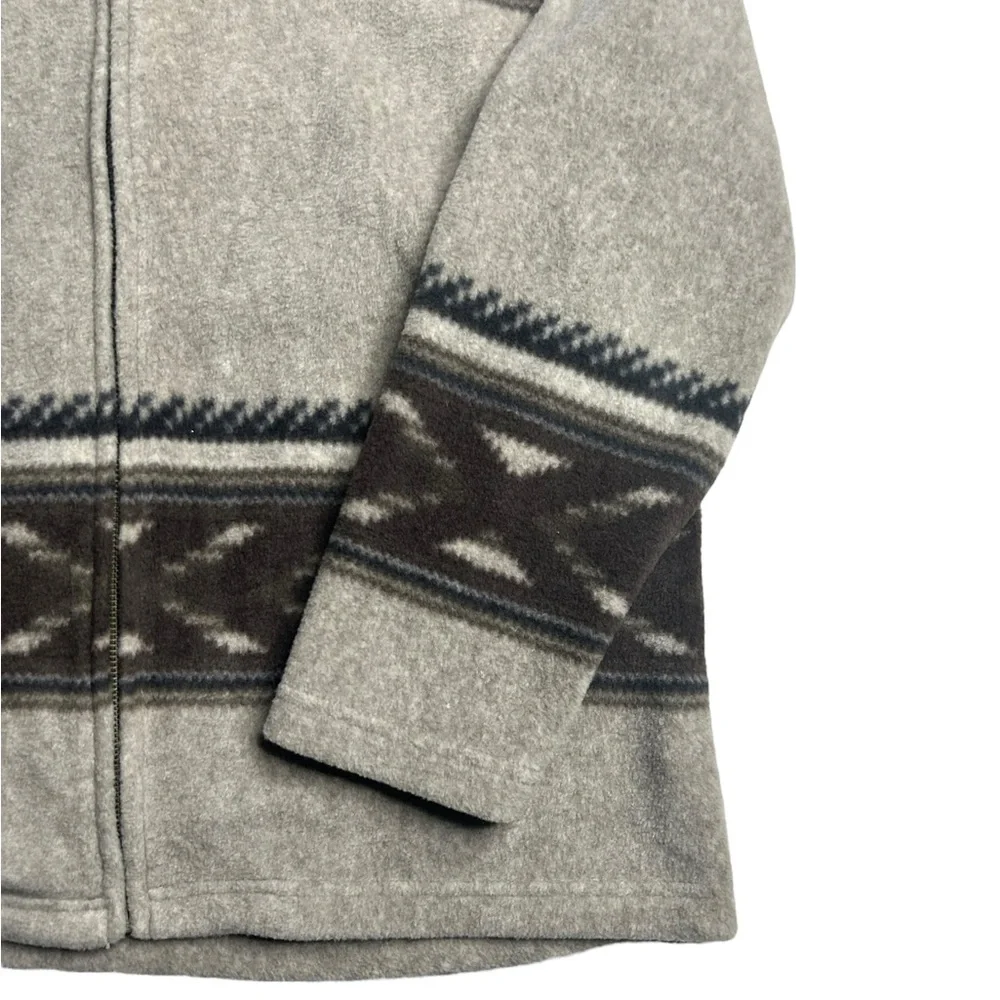 Jones New York Sport Women’s Large Fleece Zip Jacket Snowflake Nordic Pattern‎